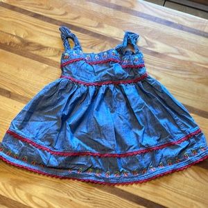 Gymboree Toddler 2T girl denim cherry summer or spring  dress